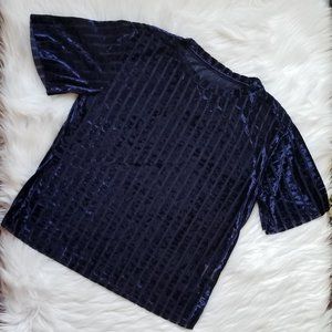 Semi-Sheer Striped Velvet Navy T H&M